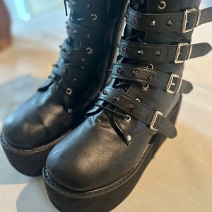 Black Demonia Style Alternative Goth Platform Studded Boots